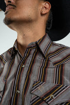 Texas Country - Brown Western Stripes Pearl Snap Long Sleeve Shirt (PS700L/T #7001) - Gomez Western Wear