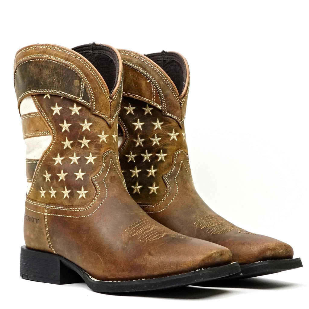 Texas Country Distressed Tan Boots - Slip-Resistant Sole - Square Toe (TCK001) - Gomez Western Wear