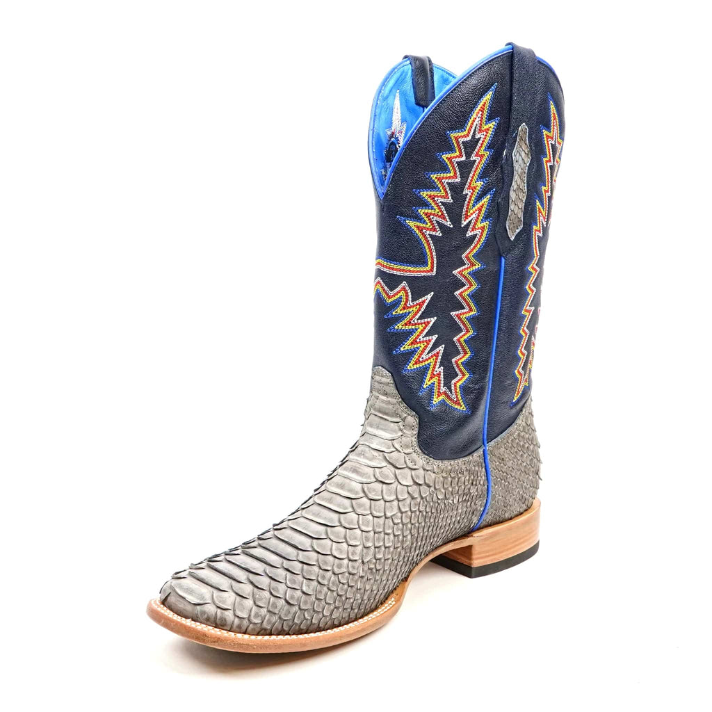 Texas Country Mens Diamond Collection Braxton Python Boots - Matte Gray - Square Toe