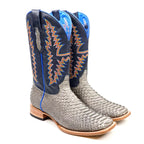 Texas Country Mens Diamond Collection Braxton Python Boots - Matte Gray - Square Toe