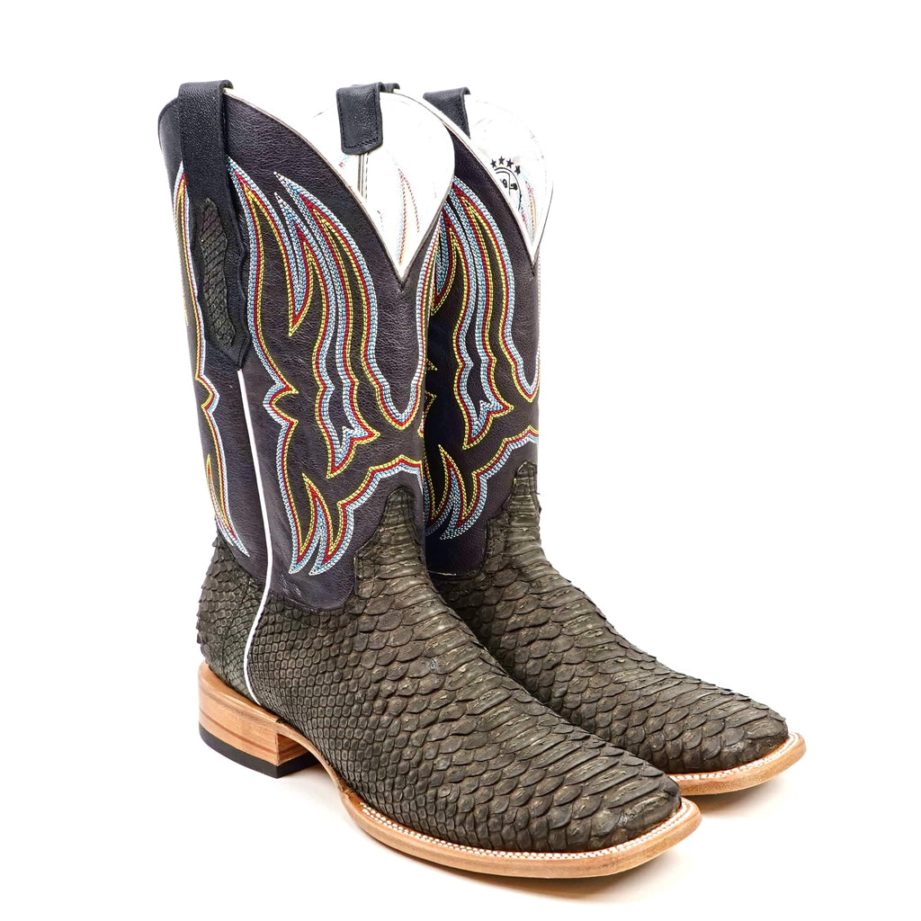 Texas Country Mens Diamond Collection Braxton Python Boots - Oxford Gray - Square Toe