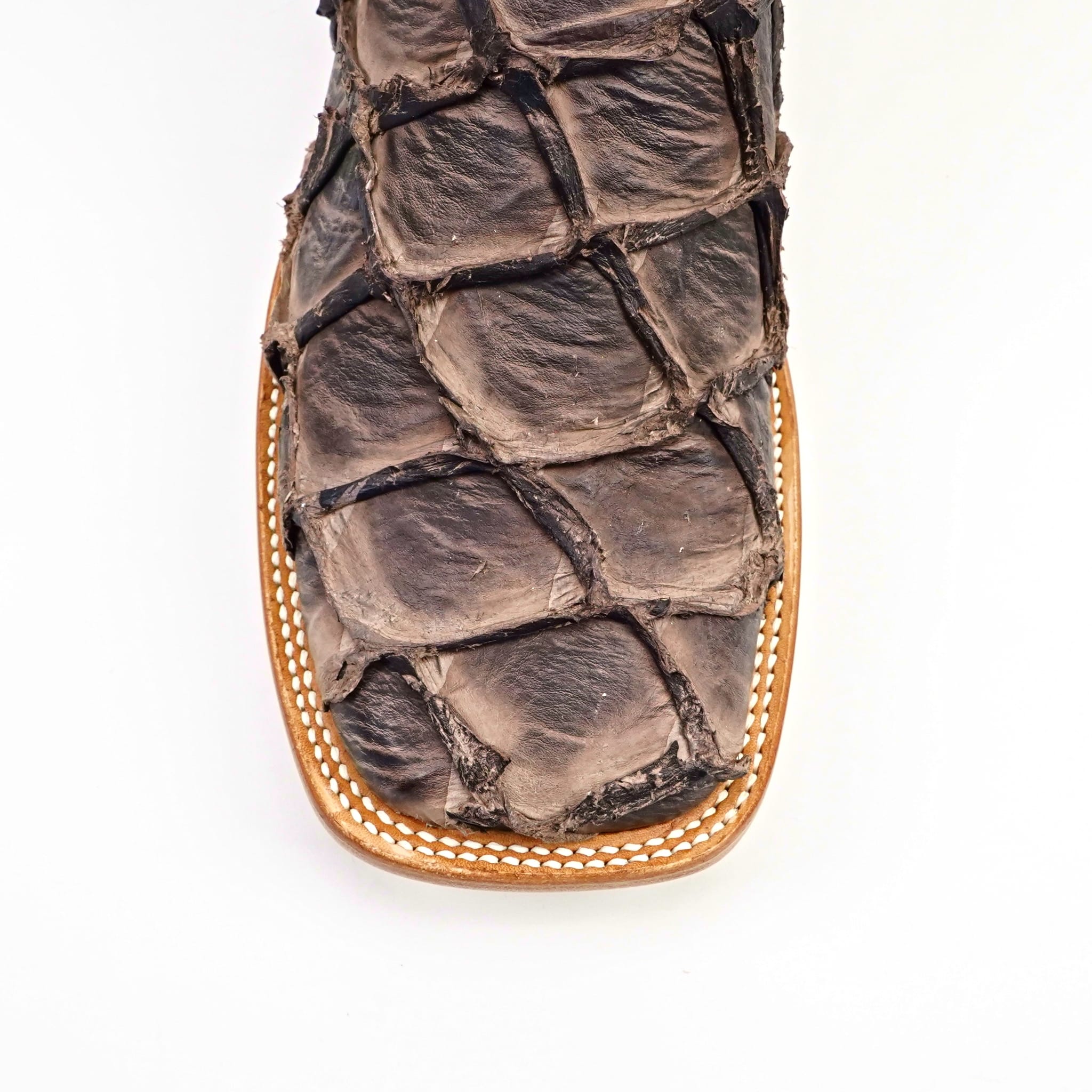 Texas Country Mens Diamond Collection Butch Pirarucu Fish Boots - Matte Brown - Square Toe