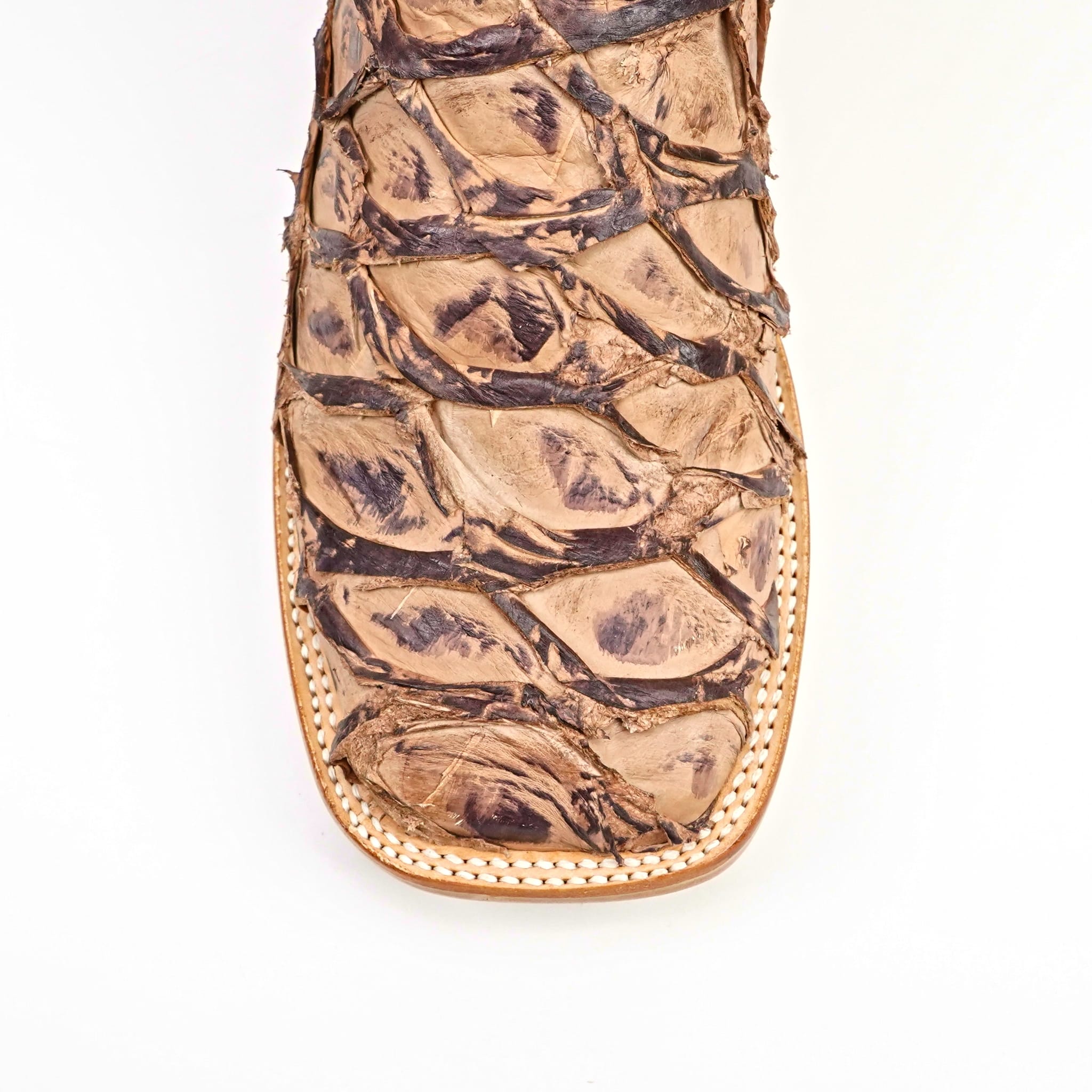 Texas Country Mens Diamond Collection Butch Pirarucu Fish Boots - Matte Sand - Square Toe