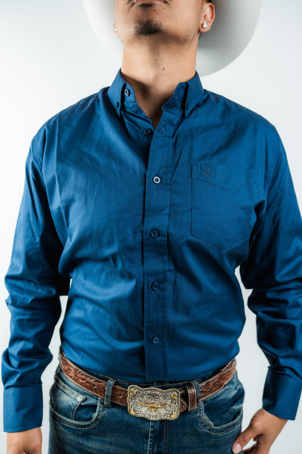 Texas Country - Solid Navy Button-Up Long Sleeve Shirt (AC100L/T) - Gomez Western Wear