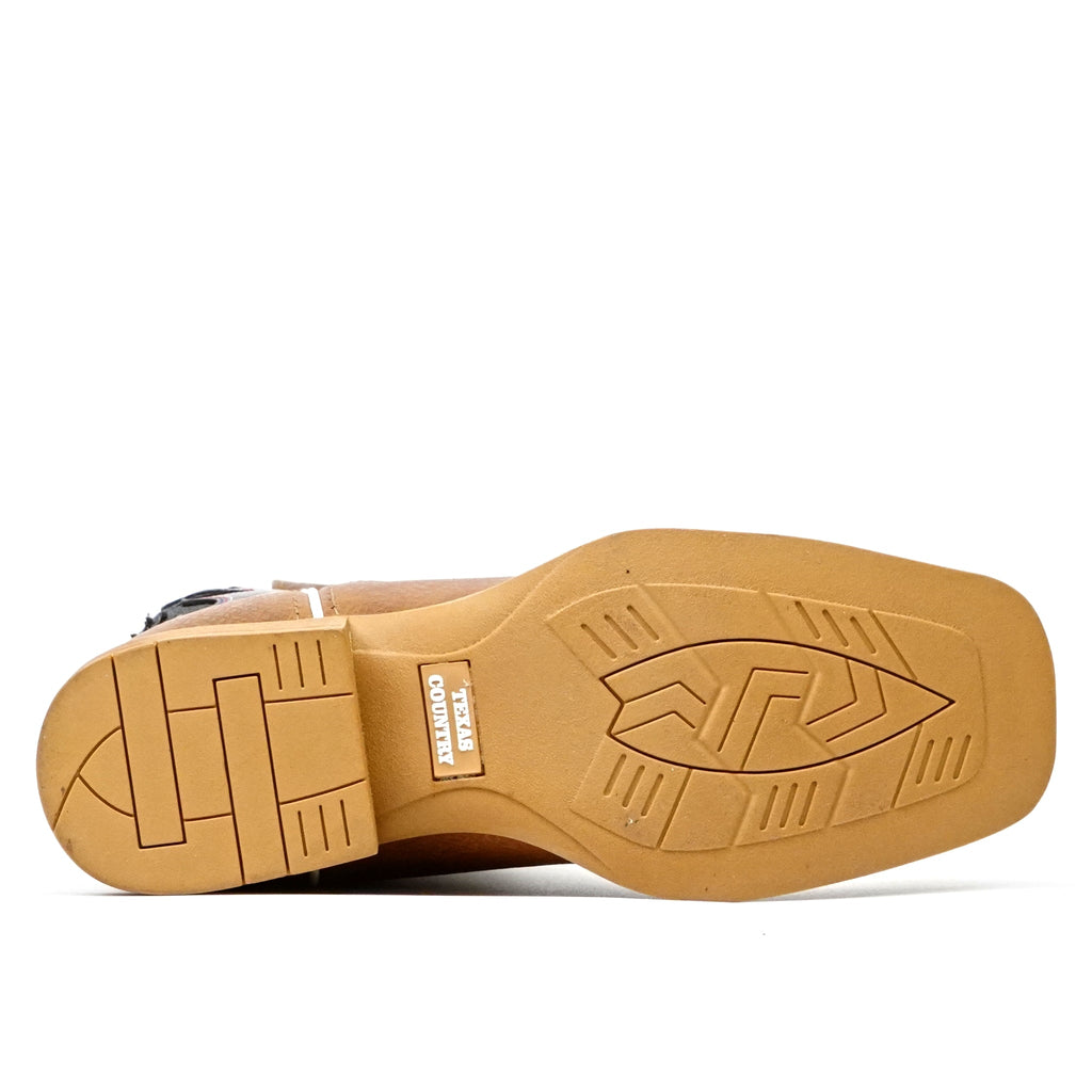 Texas Country Tan Youth Boots - Slip=Resistant Sole - Square Toe (TCK007) - Gomez Western Wear