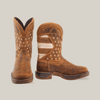Texas Country - U.S. Flag Tan Work Boots - Composite Toe (TC001) - Gomez Western Wear