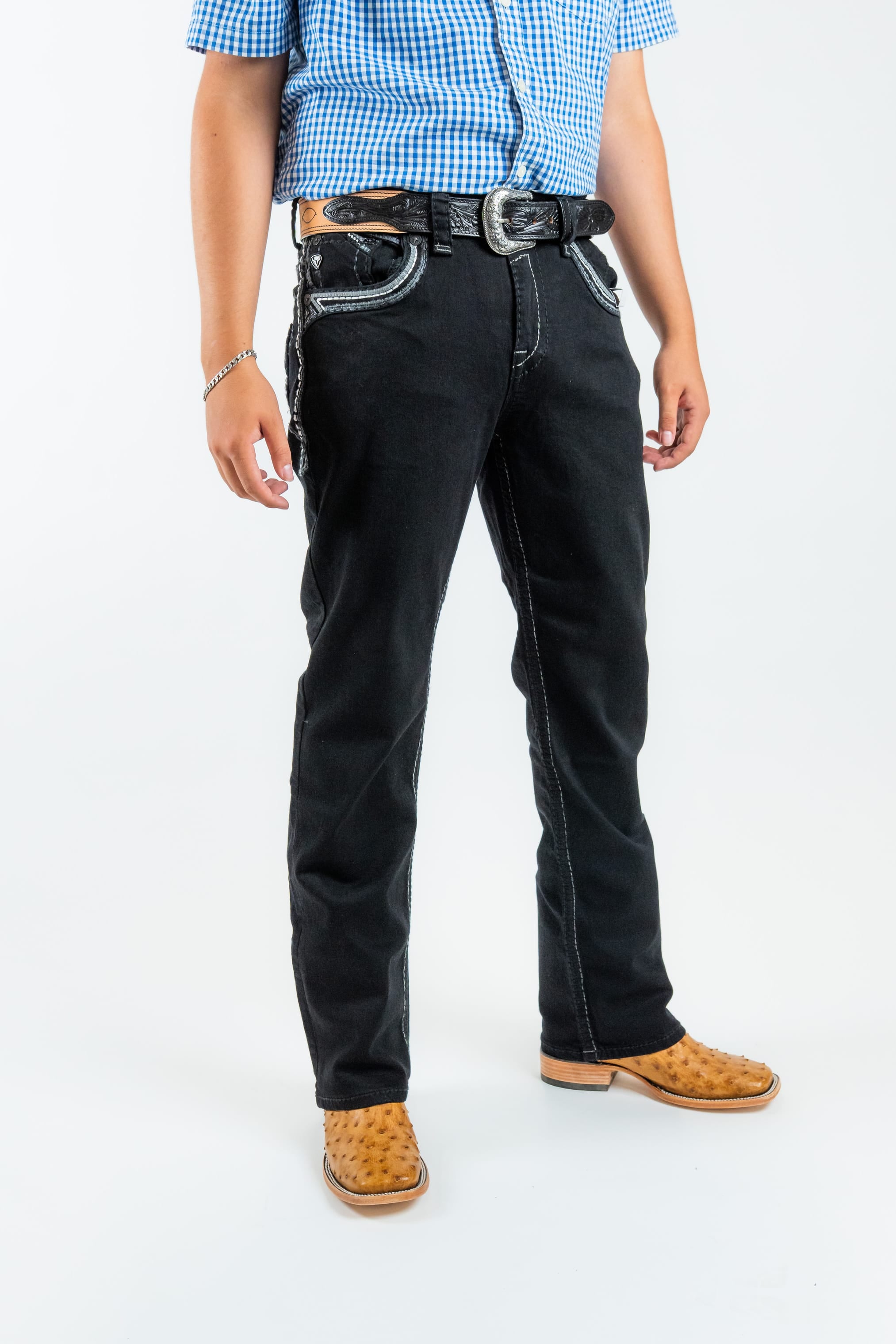 Western Blue Pantalones Western Blue - Men's Straight Leg Dark Denim Jeans (WJ2381)